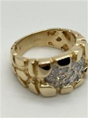 Gent's Diamond Cluster Ring 14 Diamonds .75 Carat T.W. 14K Yellow Gold 10.9g